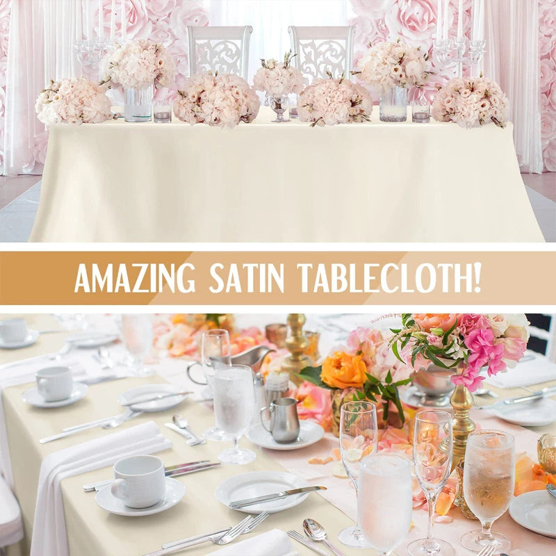 Elegant Satin Tablecloth Rectangle Wedding Table Cover