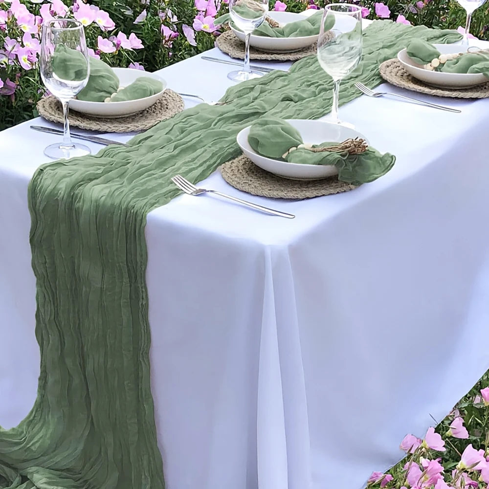 Soft Gauze Rustic Setting Table Runner and Napkin Set