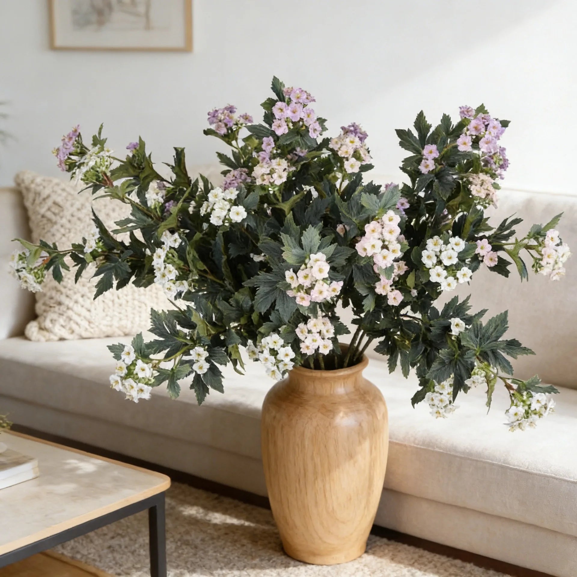 Faux Snowball Bush Floral Stem