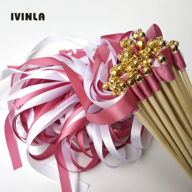 50PCS Coral Wedding Ribbon Wands