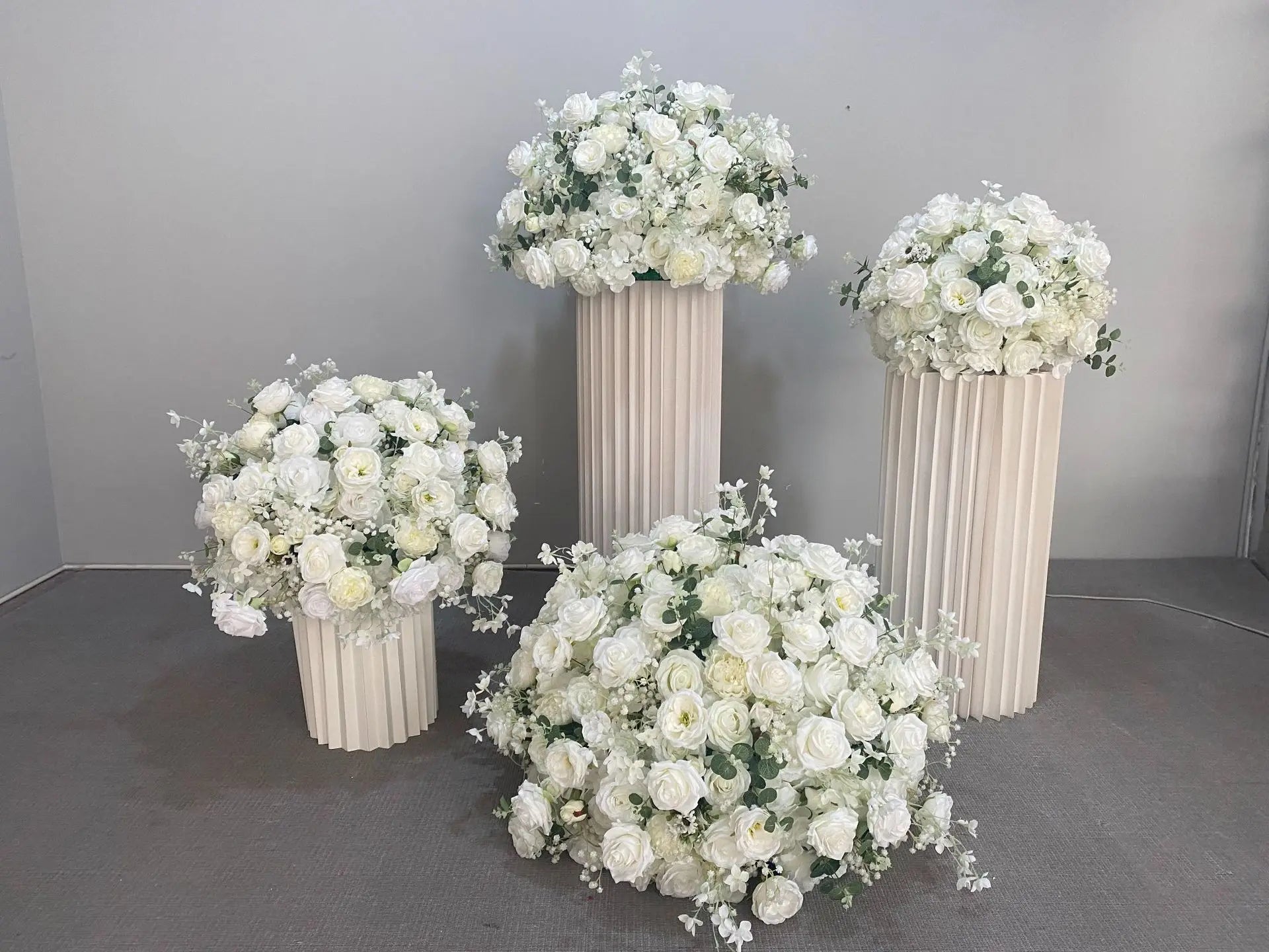 Elegant White Rose and Baby's Breath Flower Ball Decor