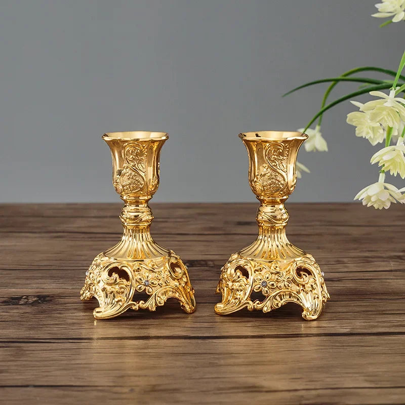 Vintage Candle Holder Set in Gold and Silver