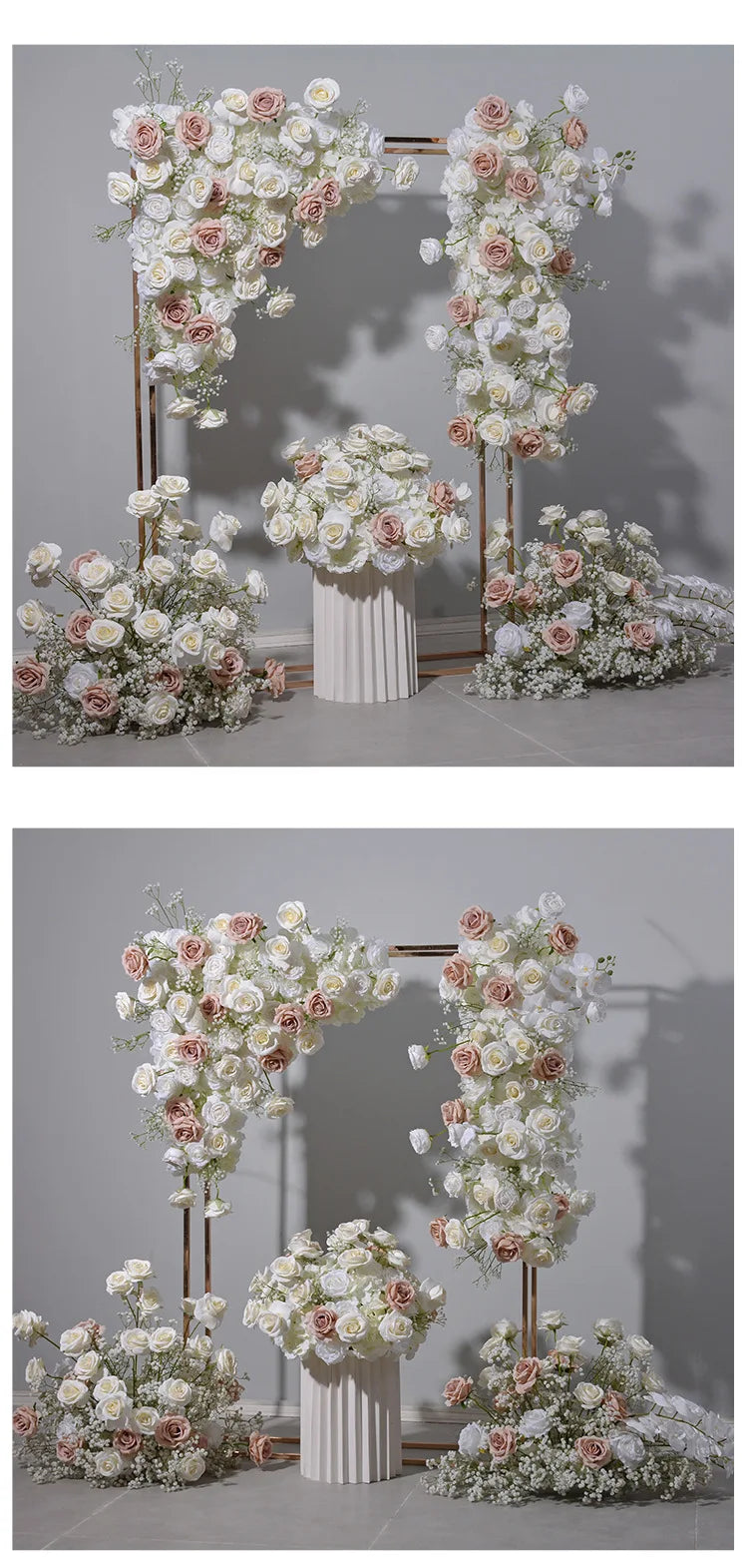 White and Blush Pink Floral Wedding Arch Set