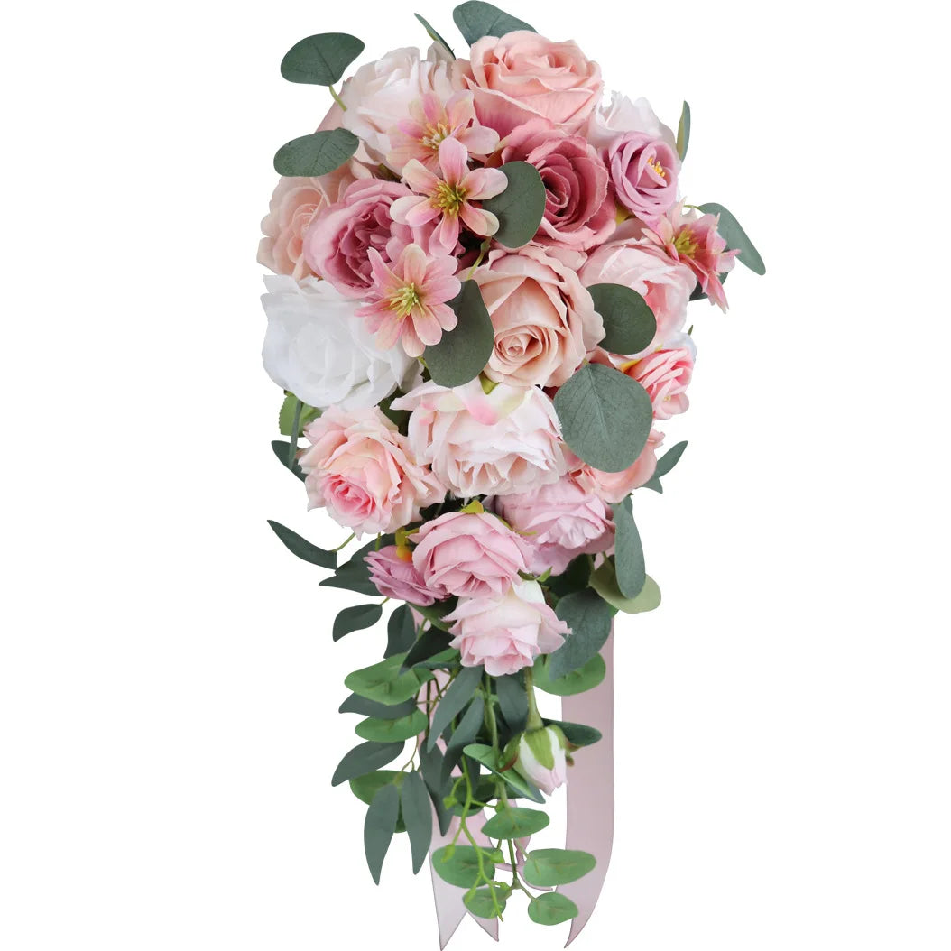 Pink Roses and Cherry Blossoms Bridal Bouquet