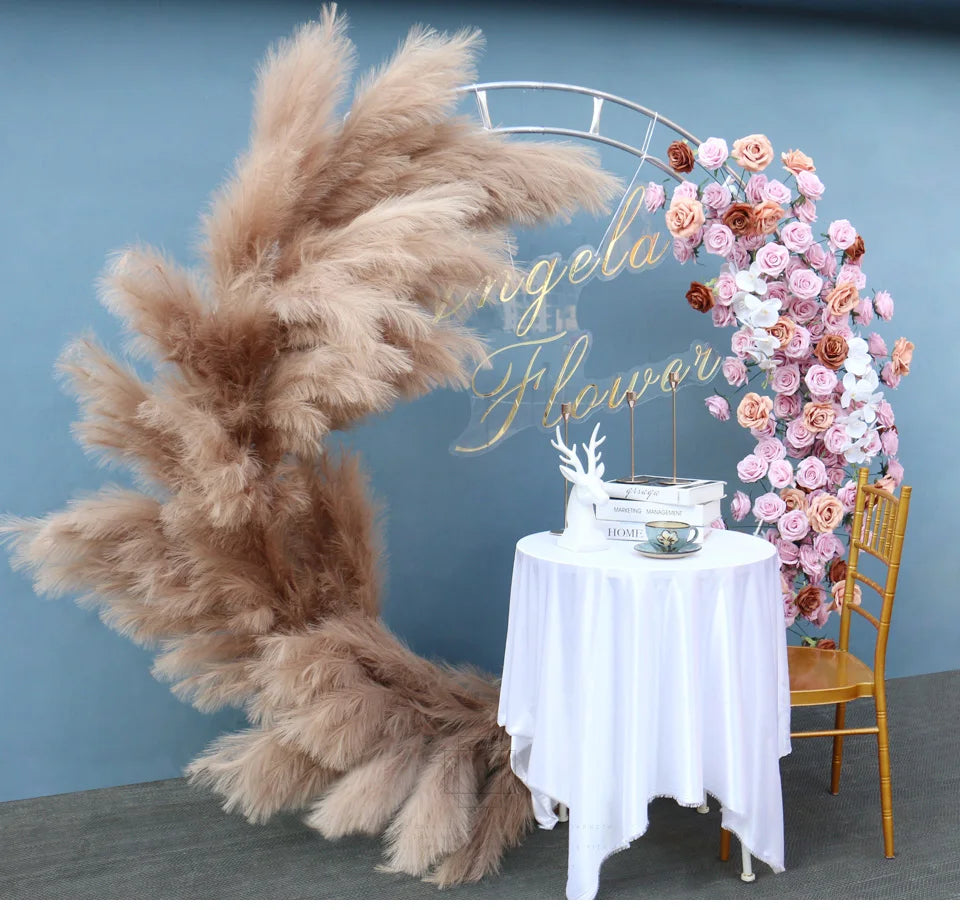 Elegant Pampas Rose Wedding Arch Decoration Piece