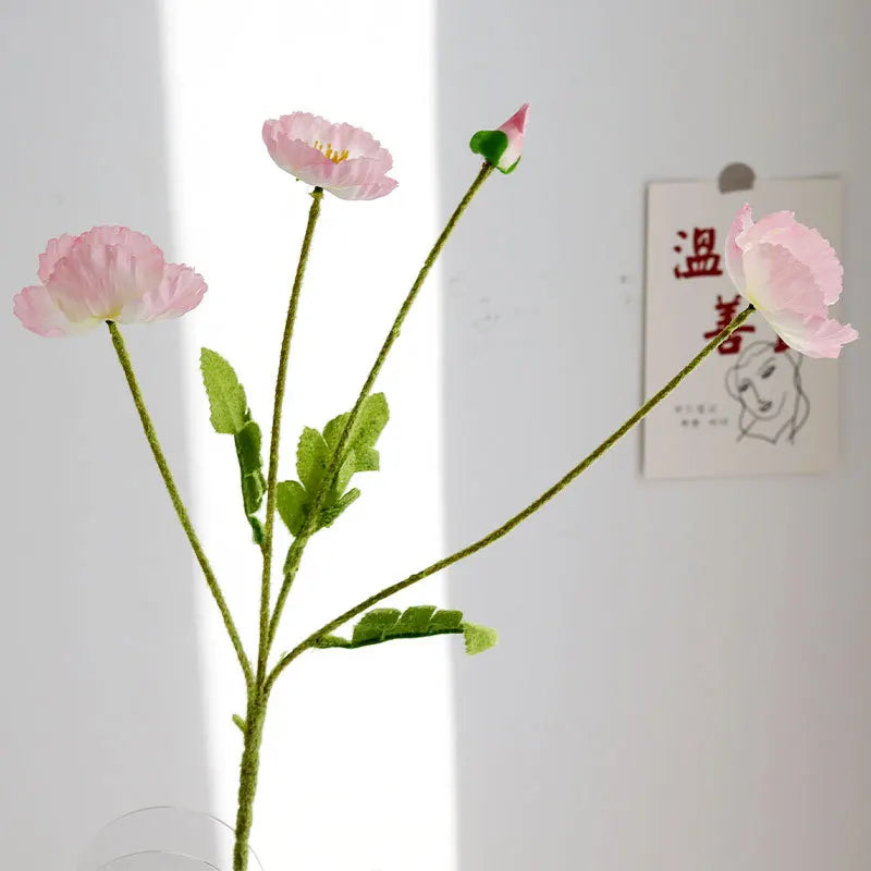 4 Head Artificial Poppy Flowers