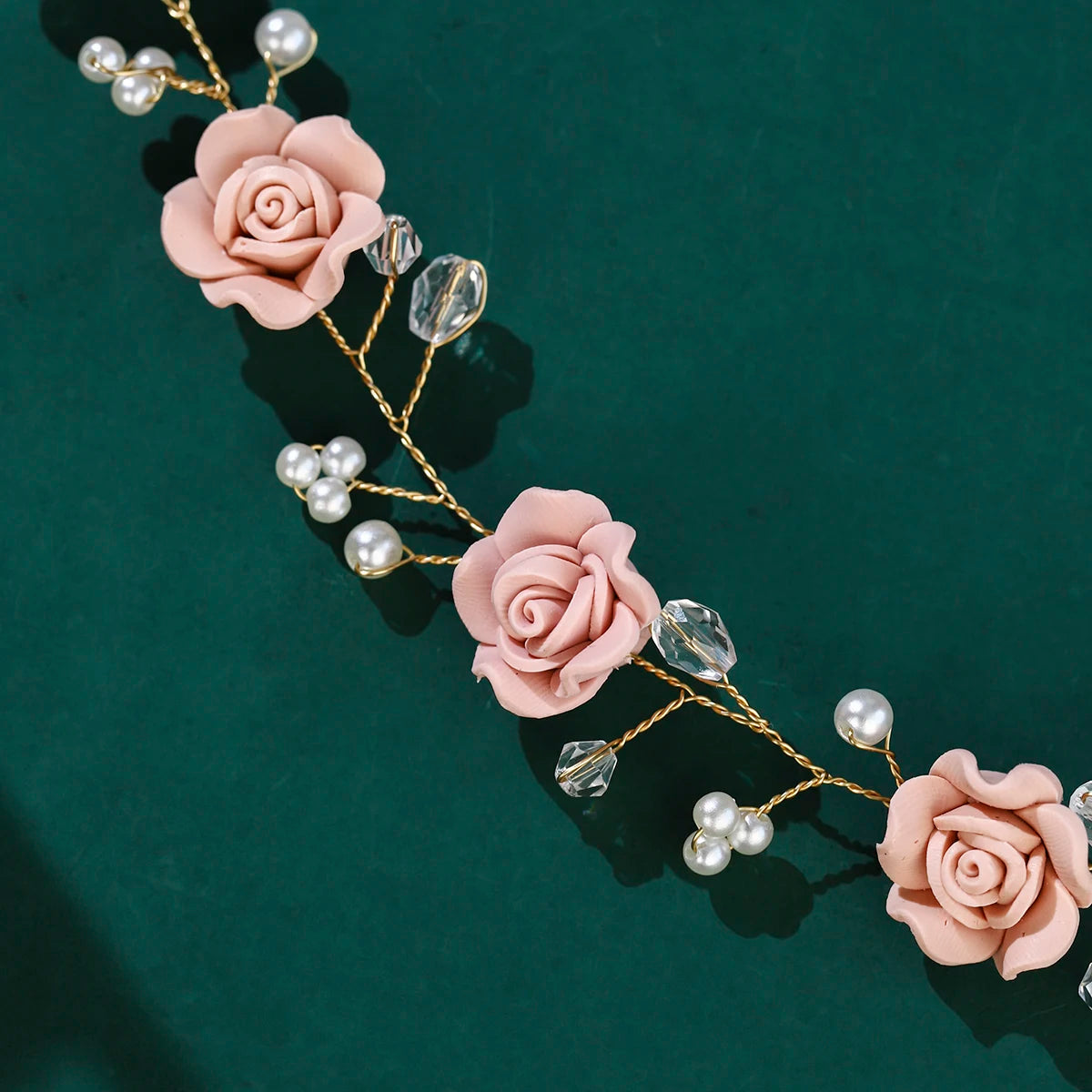Elegant Rose Pearl Hair Headband