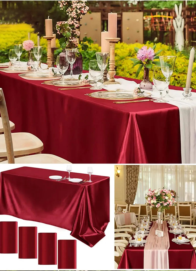 Elegant Satin Tablecloth Rectangle Wedding Table Cover
