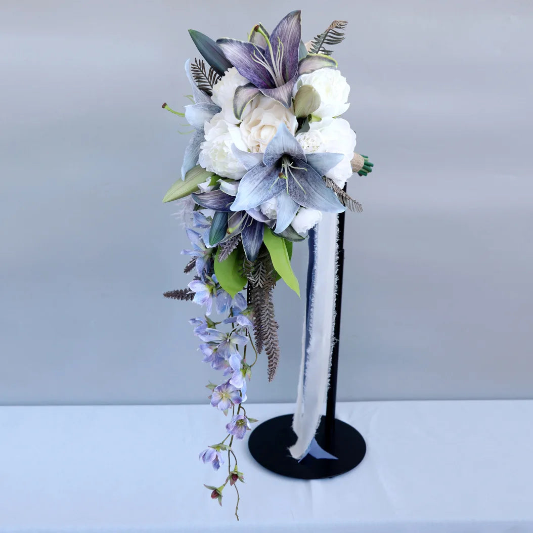 Blue Cascading Bridal Bouquet