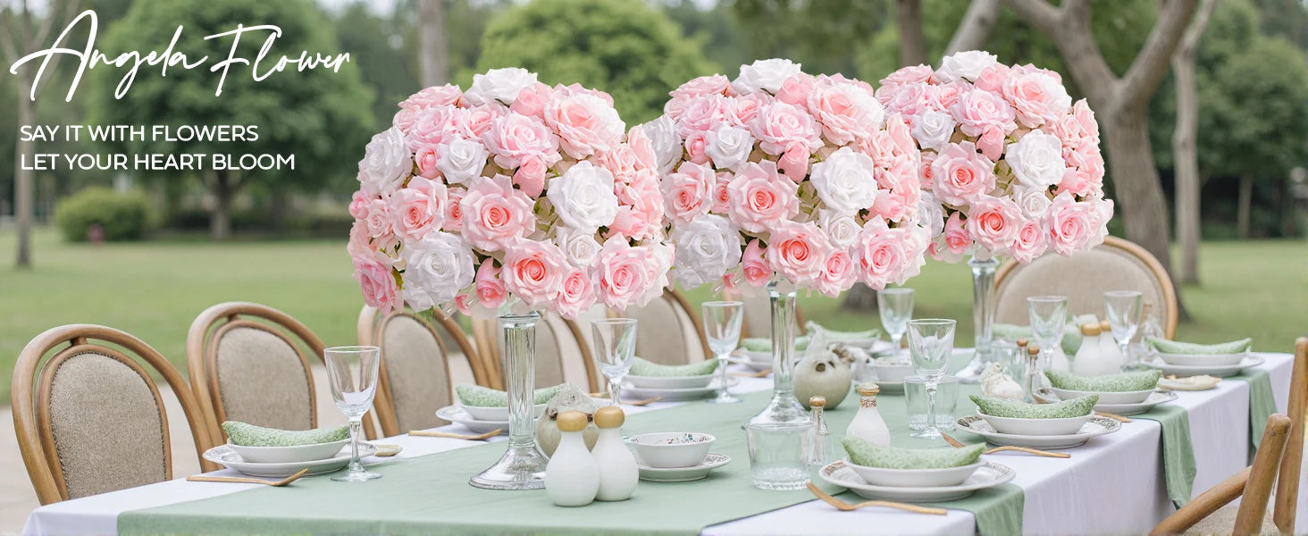 Baby Pink and White Table Flower Centerpieces