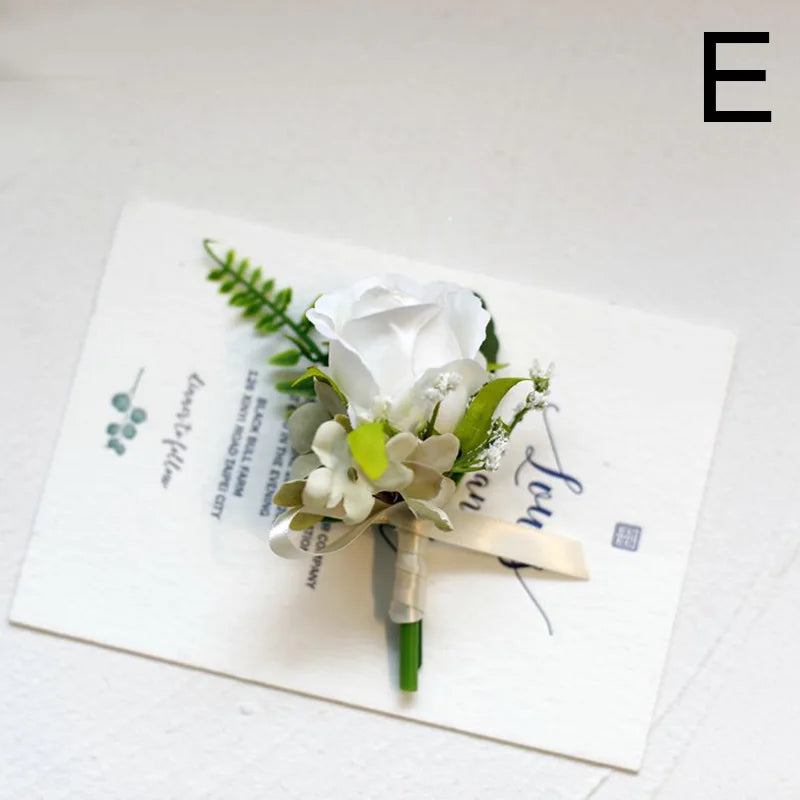 Silk Rose Wedding Boutonniere