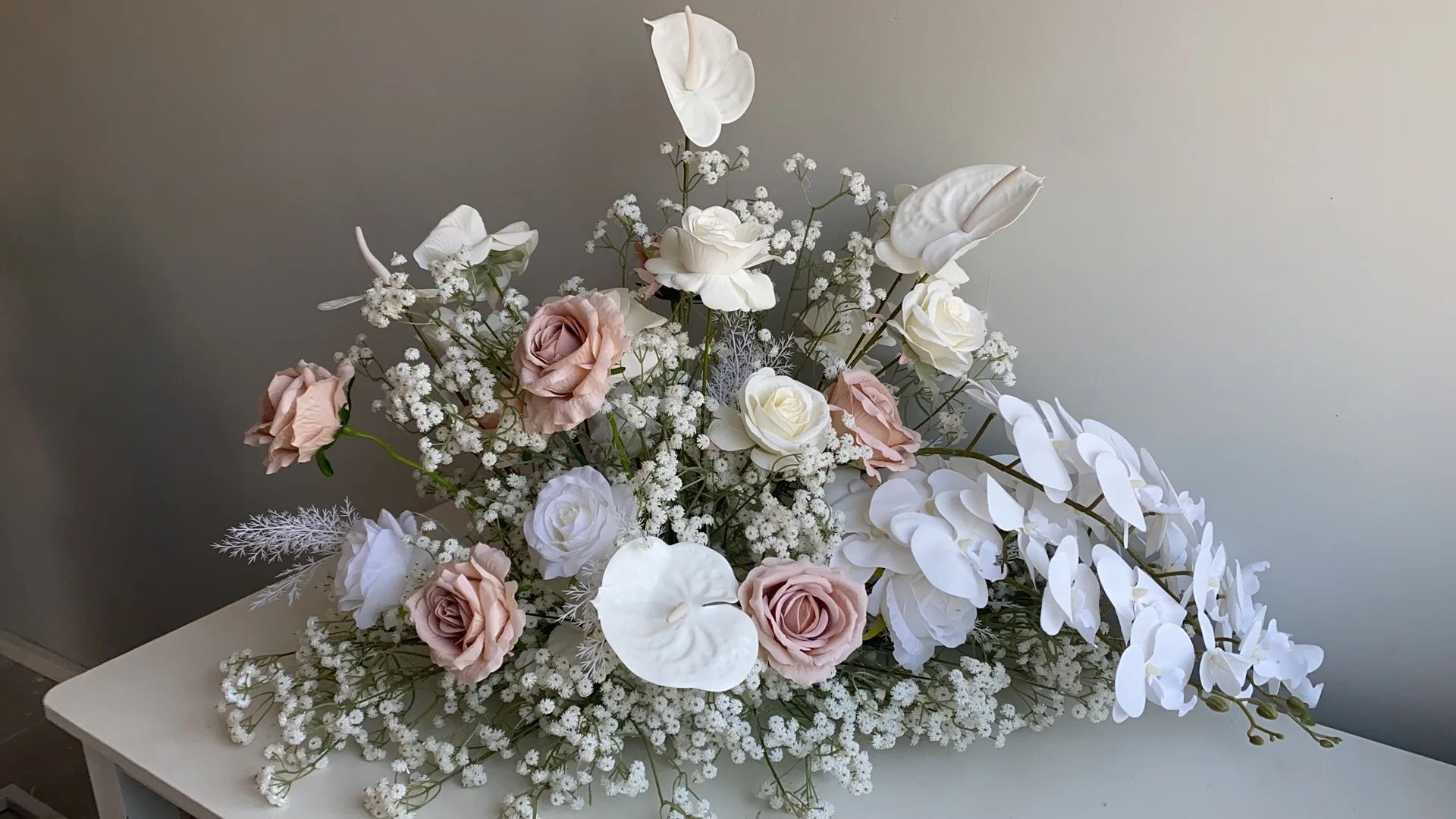White and Blush Pink Floral Wedding Arch Set