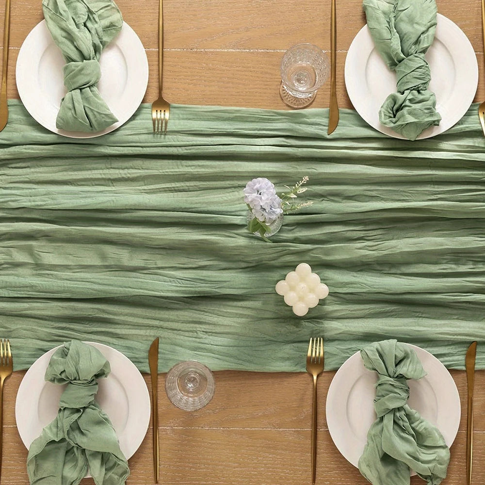 Soft Gauze Rustic Setting Table Runner and Napkin Set