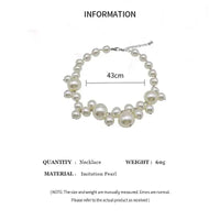 Imitation pearl women's necklace choker with large round beads, 43cm length, elegant for weddings and parties
