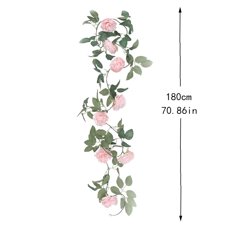 Pink Floral Garland with Greenery