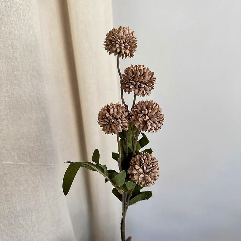 Silk Chrysanthemum Ball Flower Stem