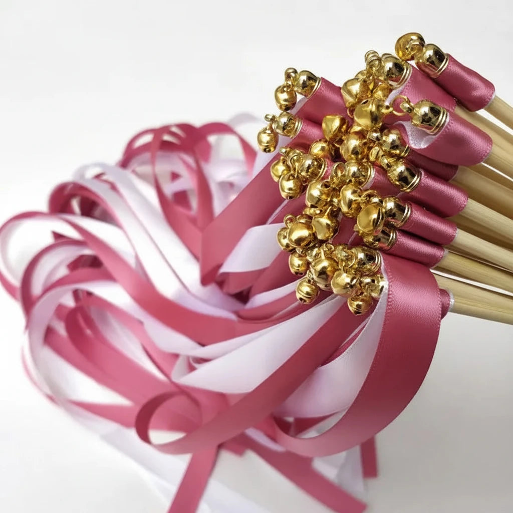 Dark Pink Wedding Ribbon Wands