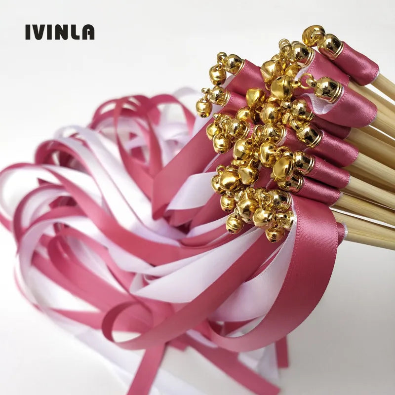 50PCS Coral Wedding Ribbon Wands