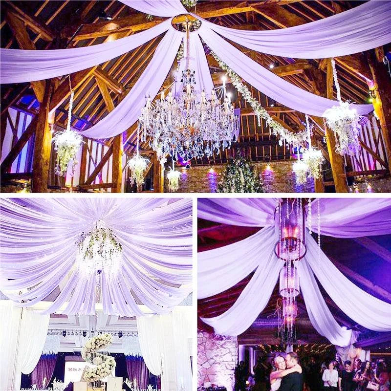 Wedding Arch Drape Roof Ceiling Decor Sheer Chiffon Tulle Curtain Drap