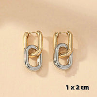 Stainless Steel Fashion Gold Color Geometric Square Hoop Earrings for 