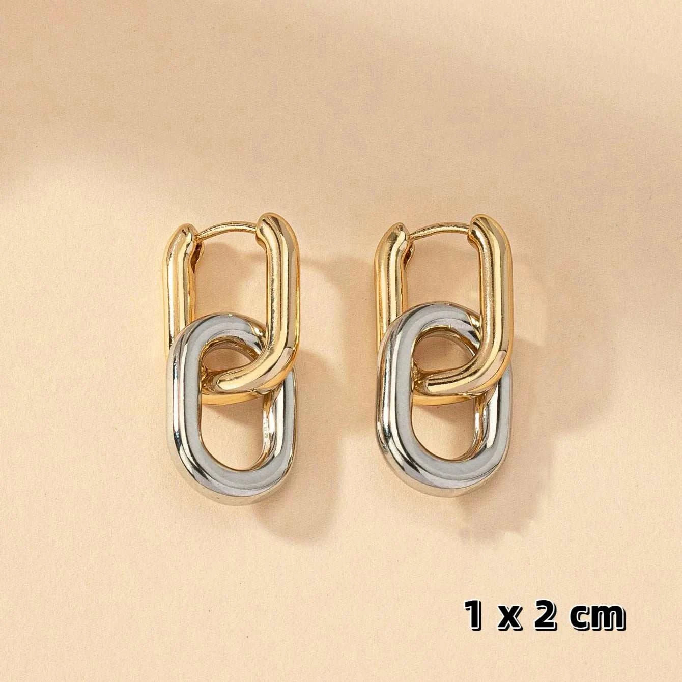 Stainless Steel Fashion Gold Color Geometric Square Hoop Earrings for 