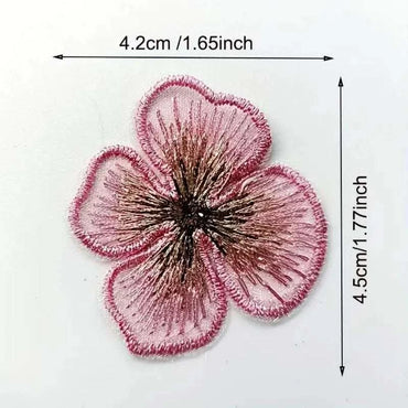 10 Pieces of Embroidered Four Petal Flower Patch Cloth DIY Clothing Ac