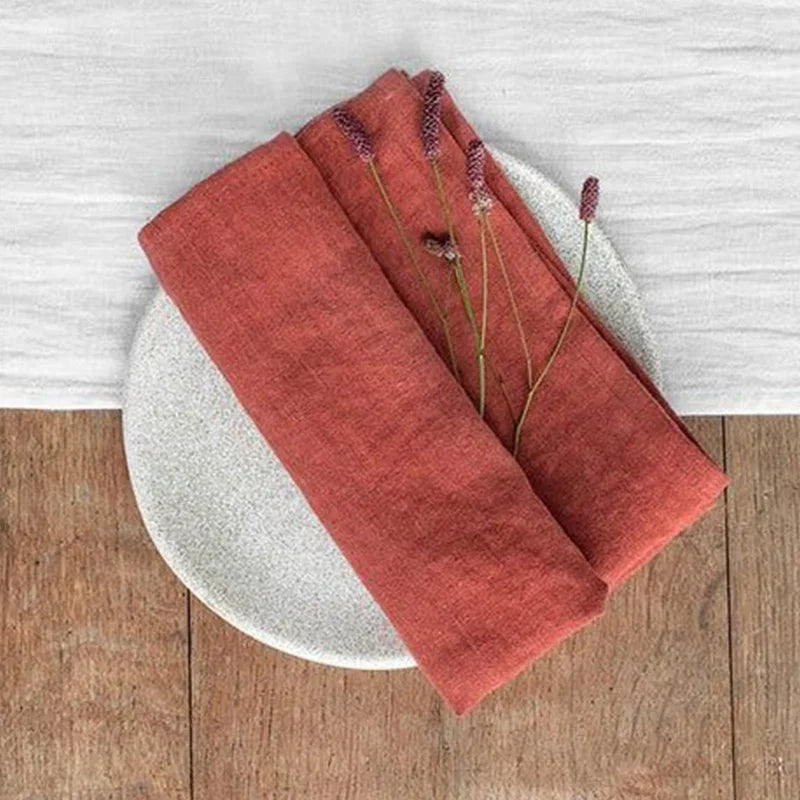 Set of 4 Cloth Napkins 100% Pure Linen 16x16Inch Hemmed Dinner Napkins