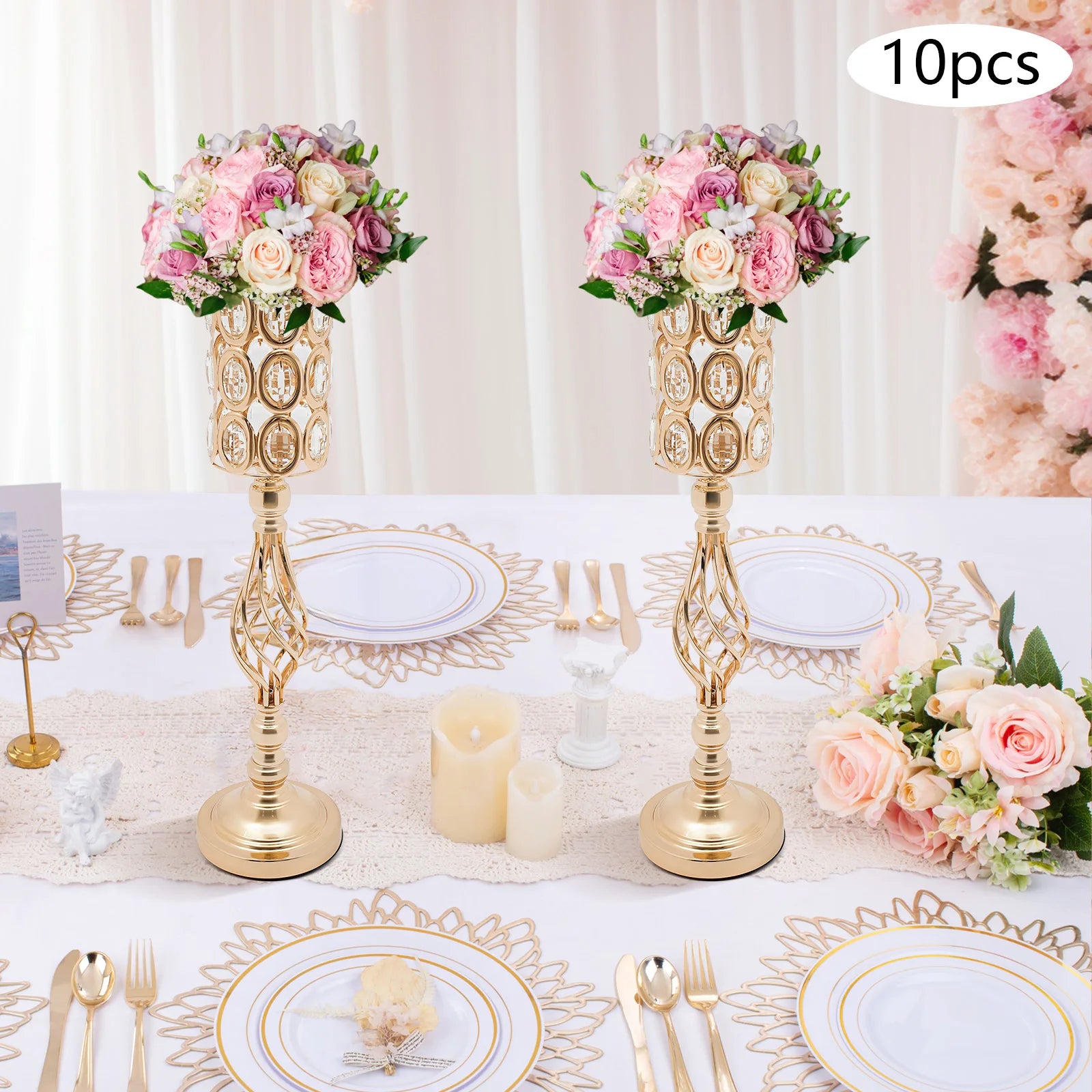 Elegant Wedding Flower Vases, 10-Piece Set