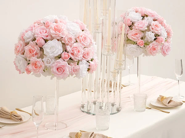 Baby Pink and White Table Flower Centerpieces