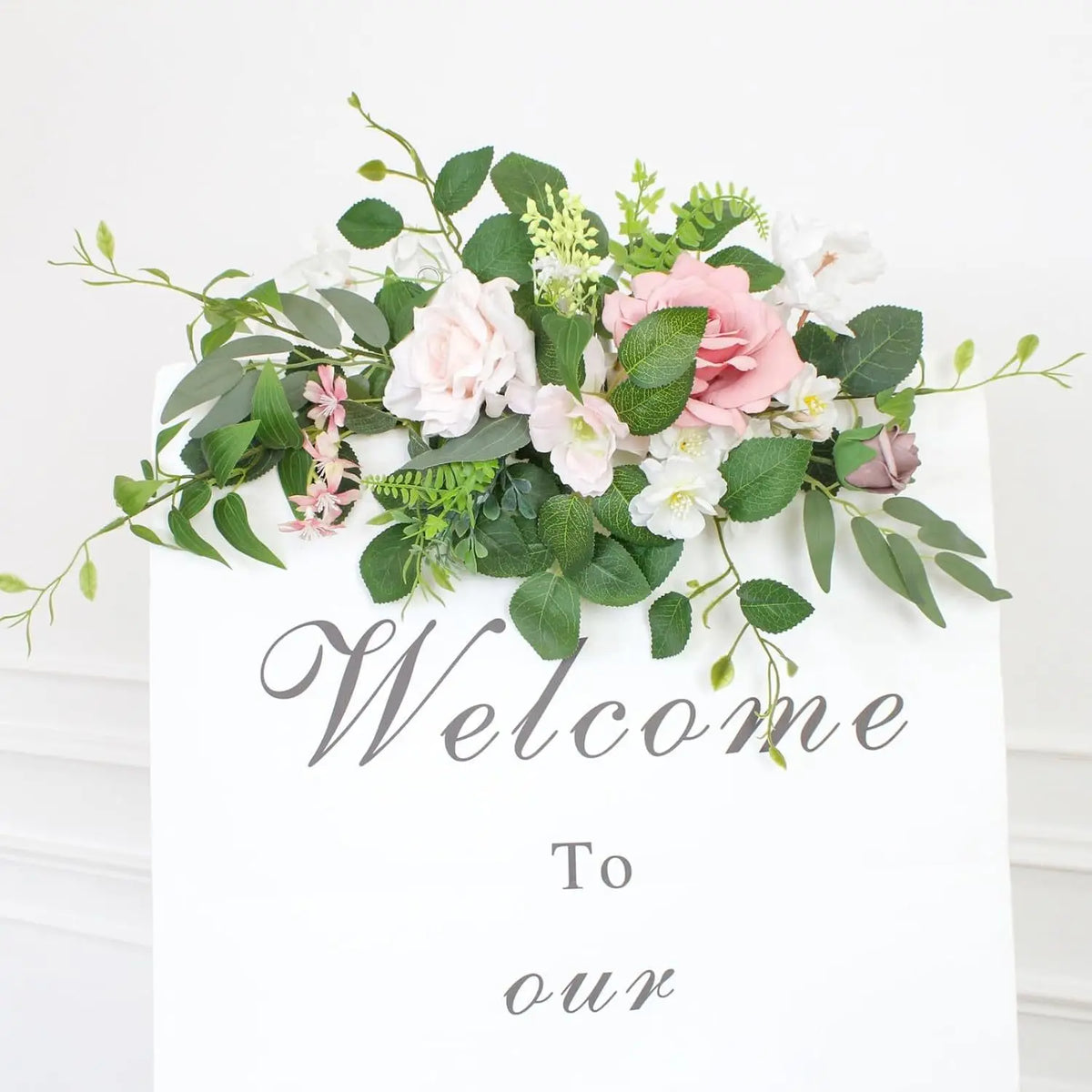 Romantic Floral Sign Swag Set – Artificial Wedding & Event Flowers