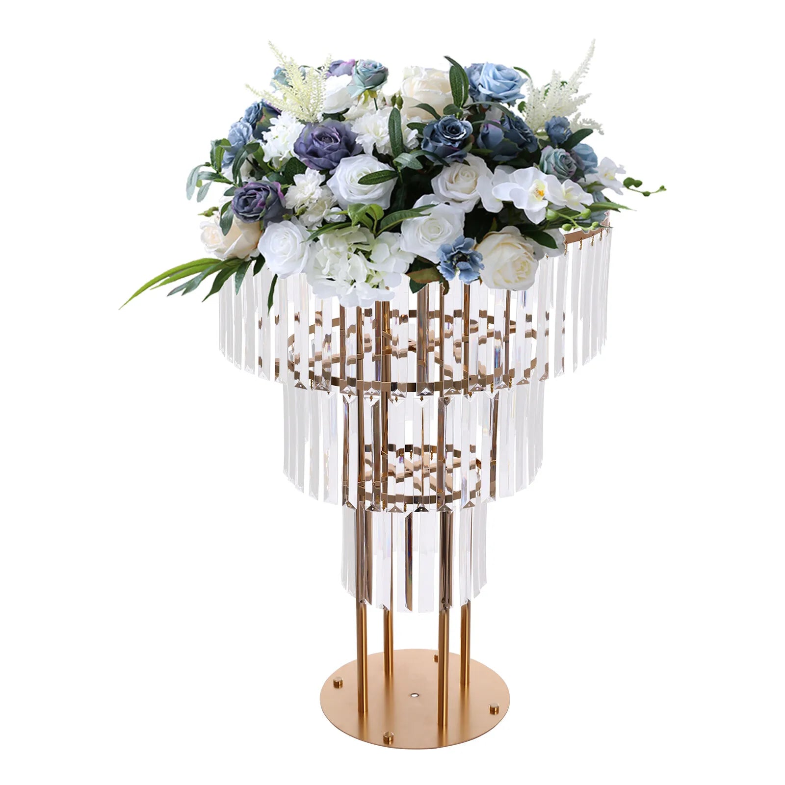 3-Tier Gold Crystal Flower Stand