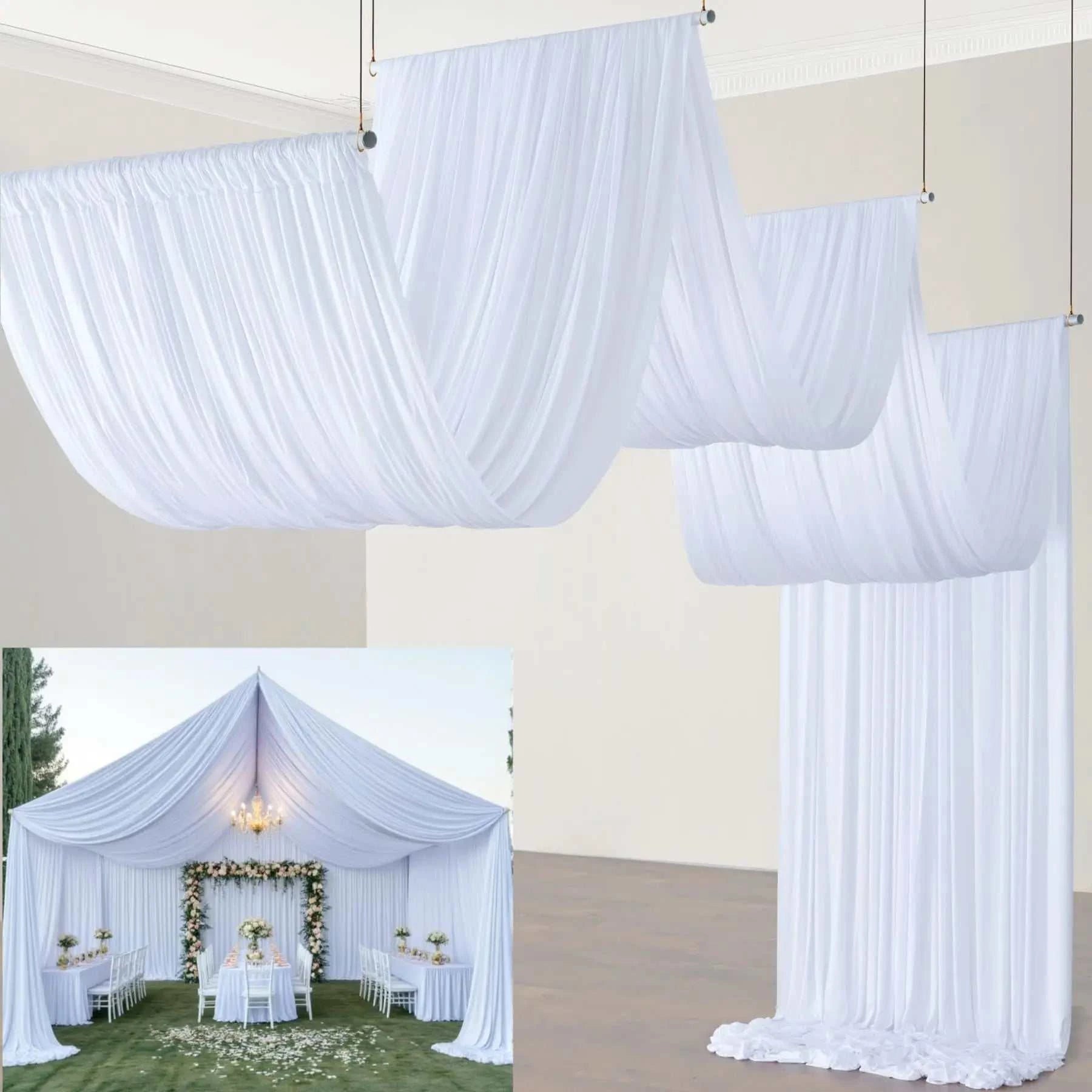 5FTx20FT Backdrop Ceiling Drapes Wrinkle Free Tent Draping Curtains fo
