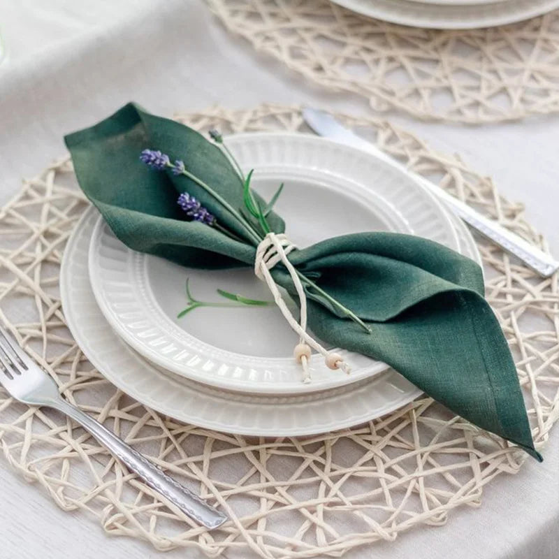 Set of 4 Cloth Napkins 100% Pure Linen 16x16Inch Hemmed Dinner Napkins