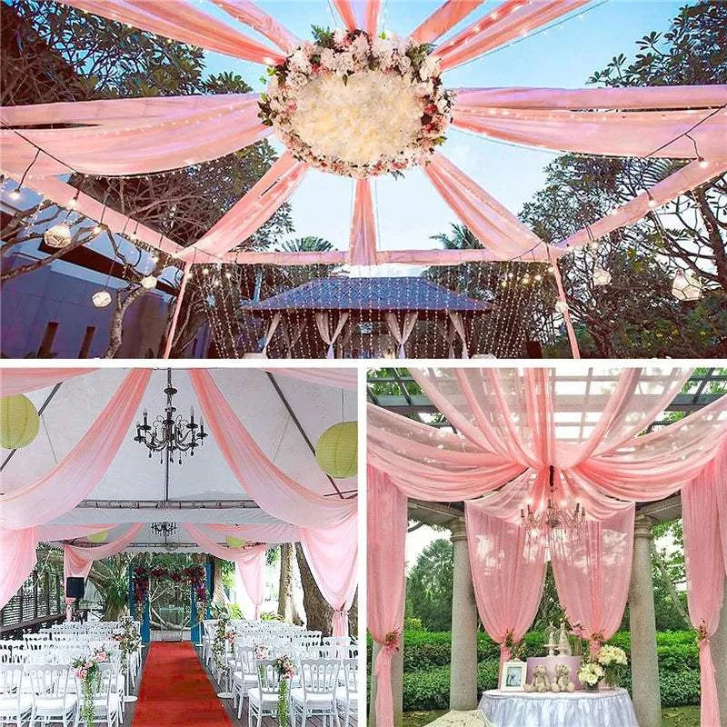 Wedding Arch Drape Roof Ceiling Decor Sheer Chiffon Tulle Curtain Drap