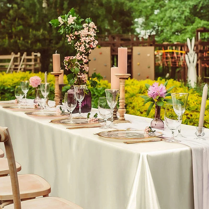 Elegant Satin Tablecloth Rectangle Wedding Table Cover
