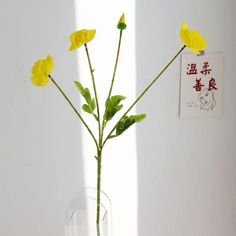 4 Head Artificial Poppy Flowers