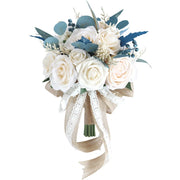 Blue Silk Rose Bridal Wedding Bouquet