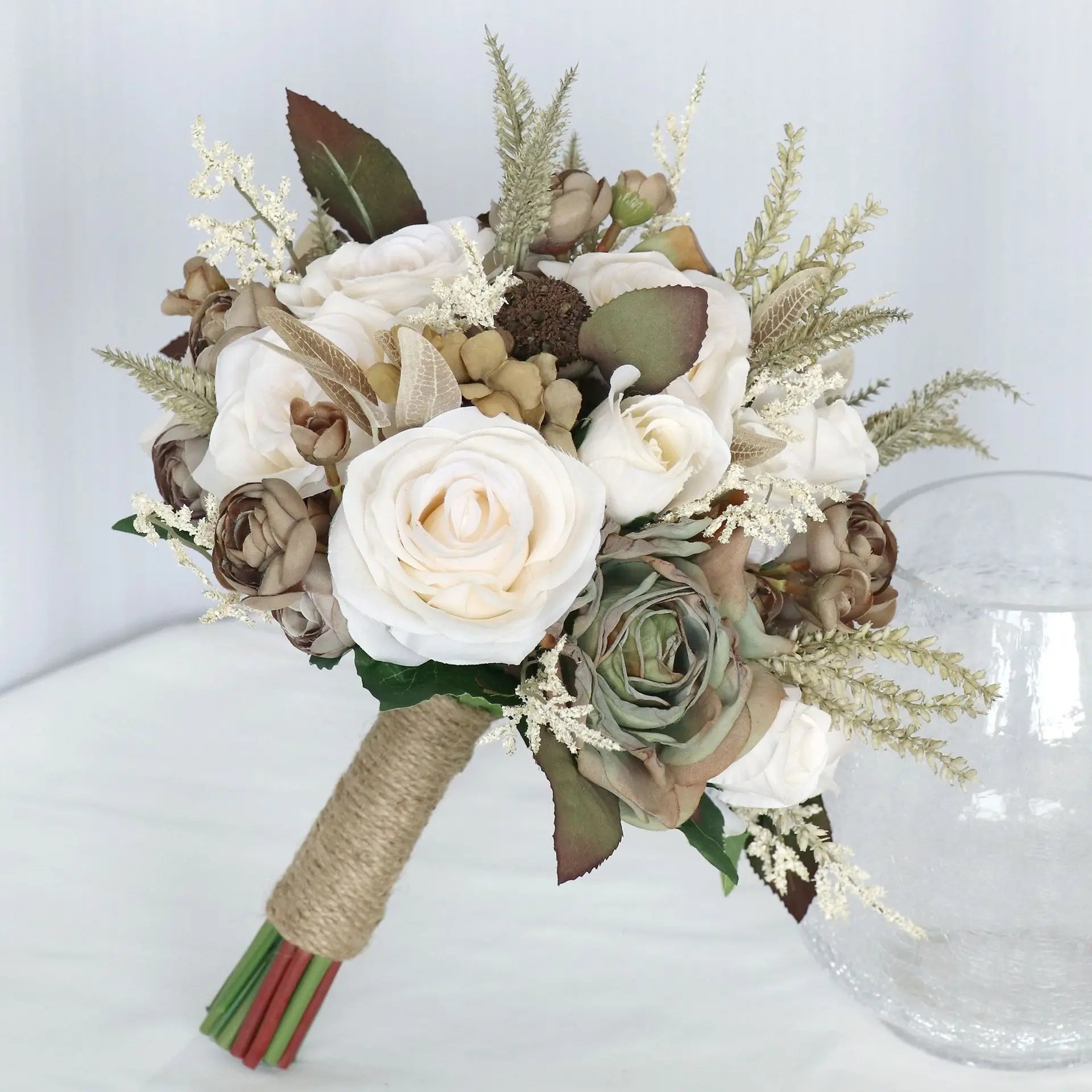 Cream Silk Rose Bridal Bouquet