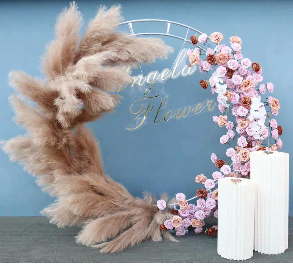 Elegant Pampas Rose Wedding Arch Decoration Piece