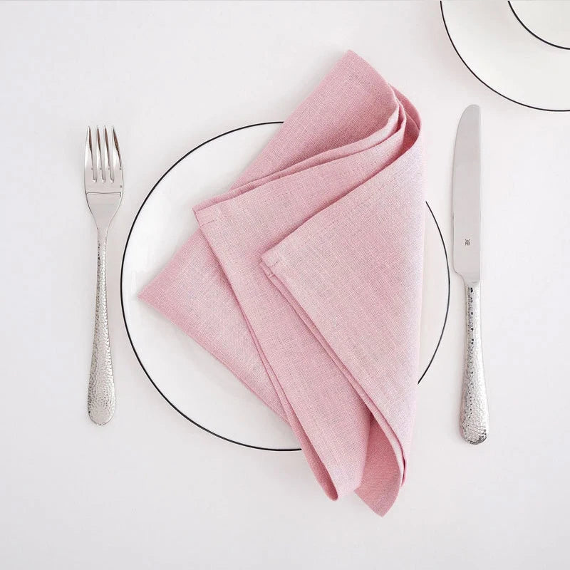 Set of 4 Cloth Napkins 100% Pure Linen 16x16Inch Hemmed Dinner Napkins