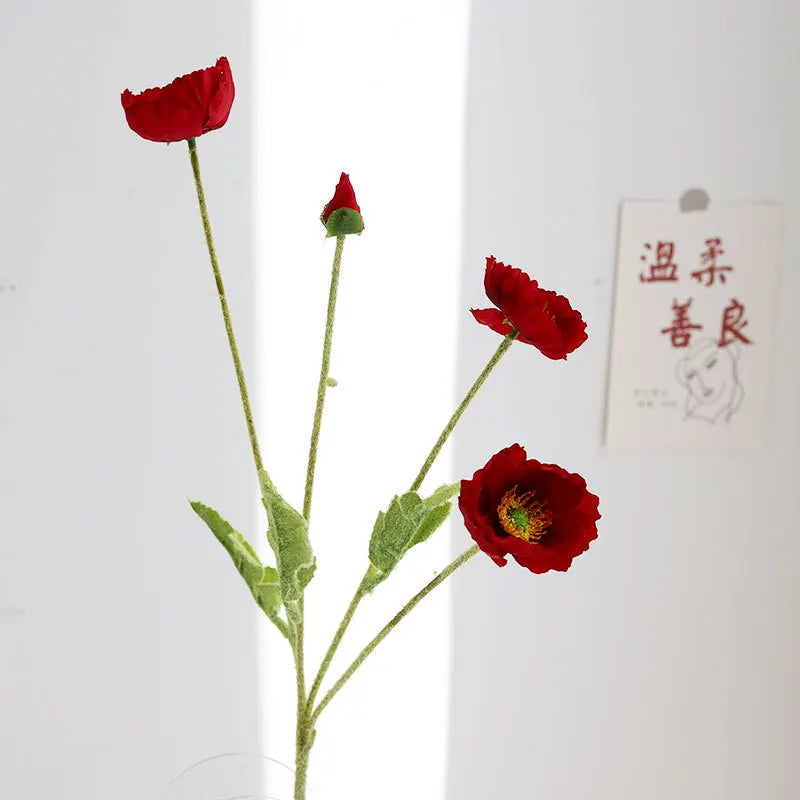 4 Head Artificial Poppy Flowers