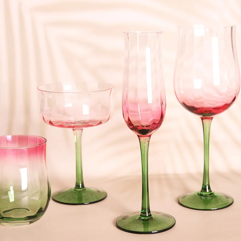 Creative Medieval Cocktail Wine Glasses Hand-Blown Gradient Dense Edge