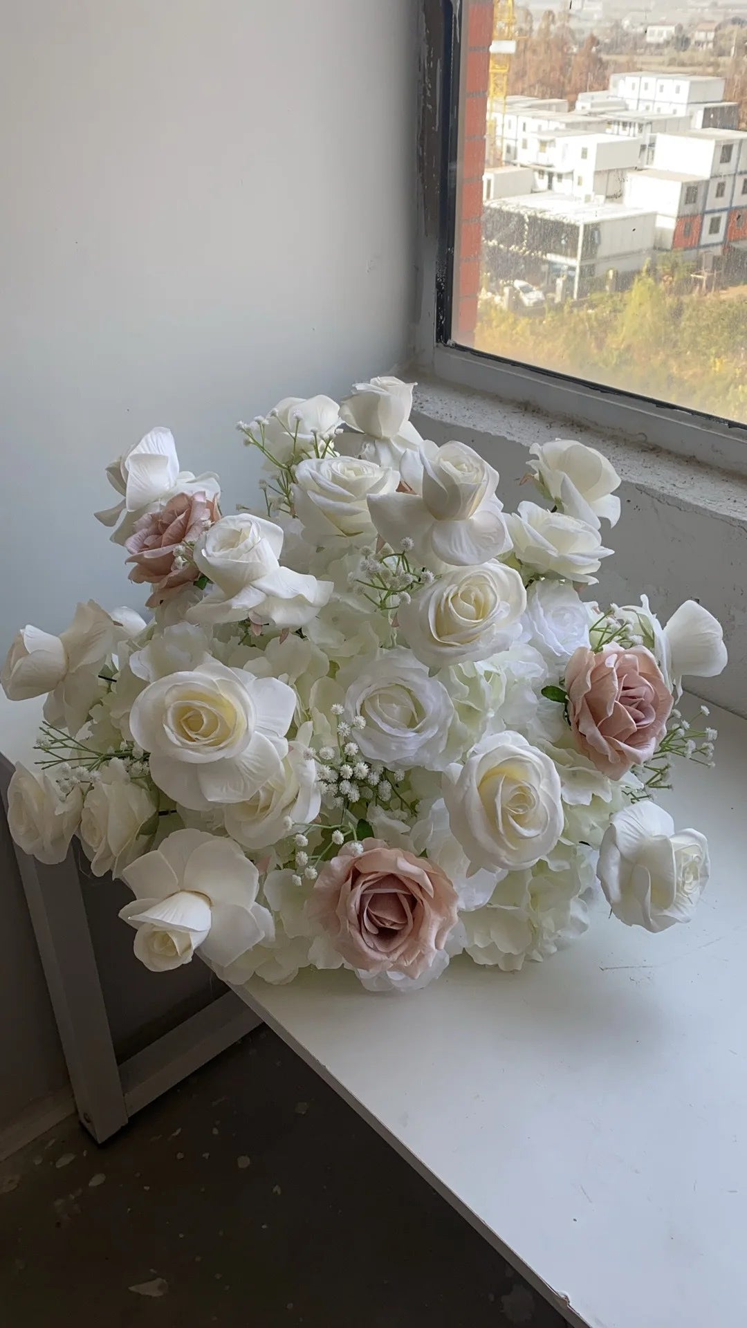 White and Blush Pink Floral Wedding Arch Set