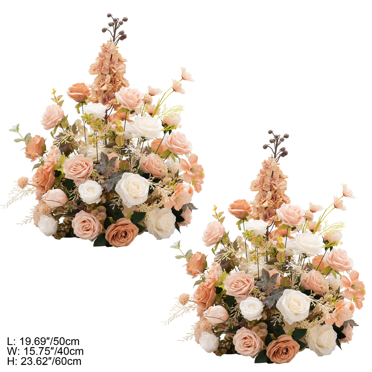 Blush & Ivory Garden Rose Artificial Floral Arrangement