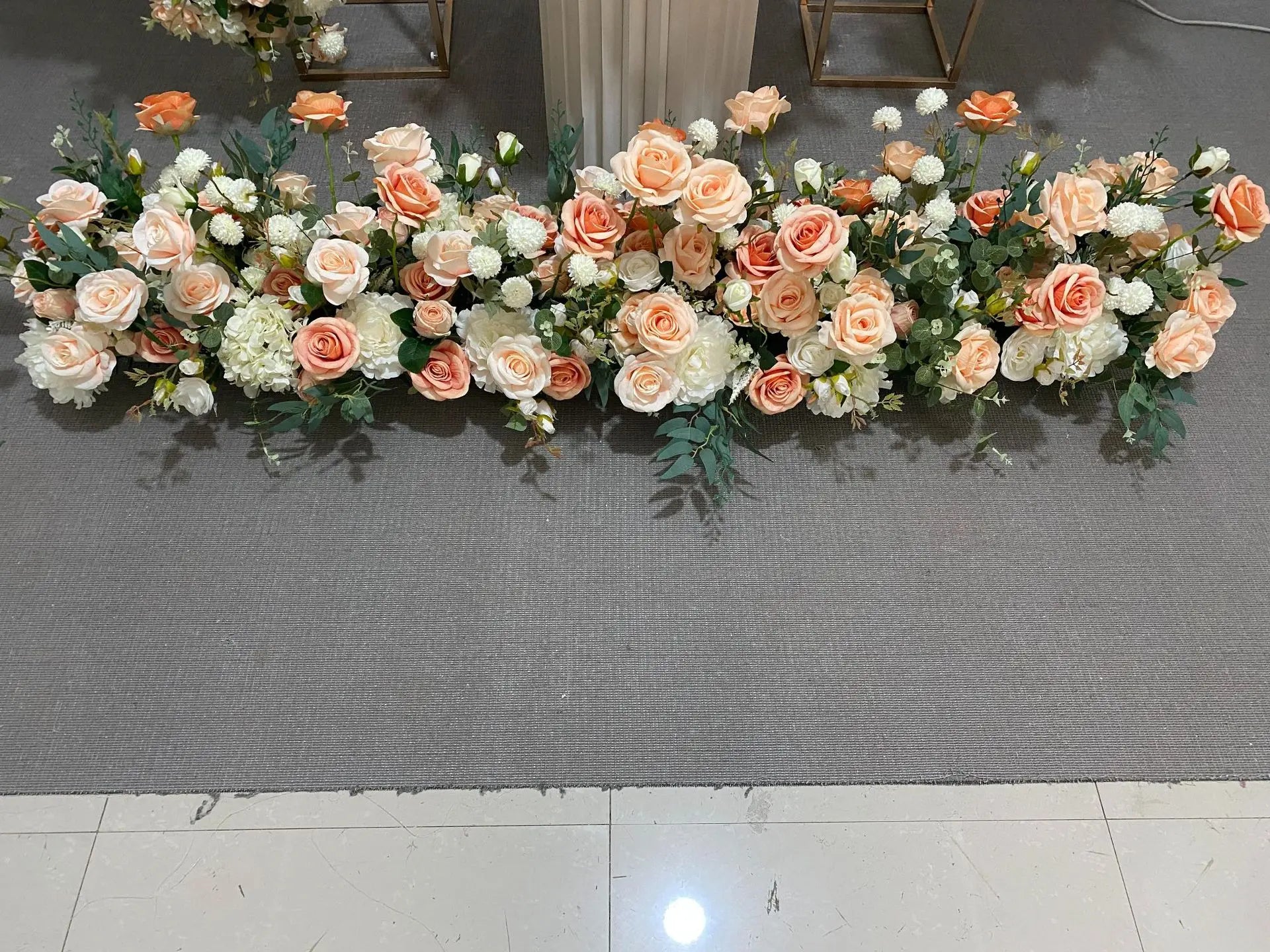 Peach and White Floral Wedding Arch Set