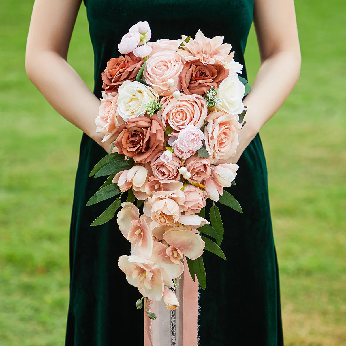 Champagne Vintage Cascading Bridal Bouquet