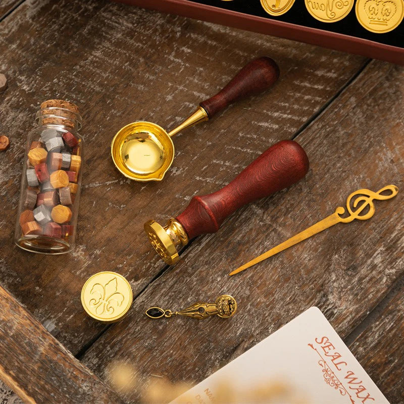 Vintage Wax Seal Stamp Kit With Sealing Wax
