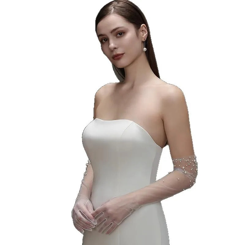 Pearl Sheer Bridal Opera Gloves