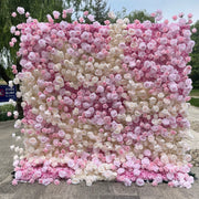 Pink Cloth Flower Wall Rose Hydrangea Backdrop