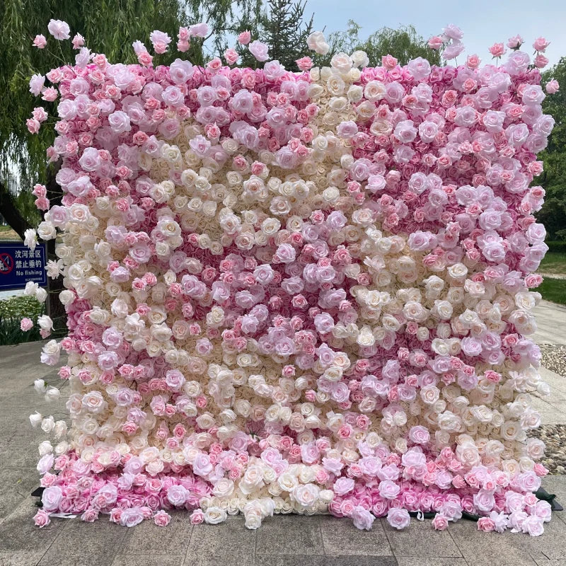 Pink Cloth Flower Wall Rose Hydrangea Backdrop